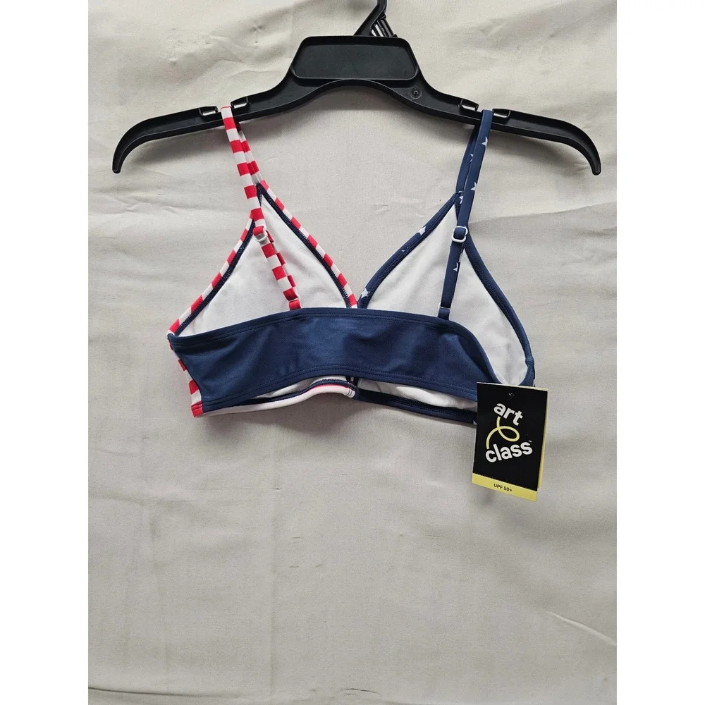 Art Class Girls Americana Triangle Bikini Top Blue Polyester Swimwear Size XL